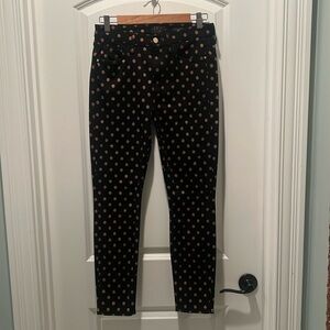 Black with bronze dot pants, size 6 ankle skinny Jen 7 by 7 for All Mankind